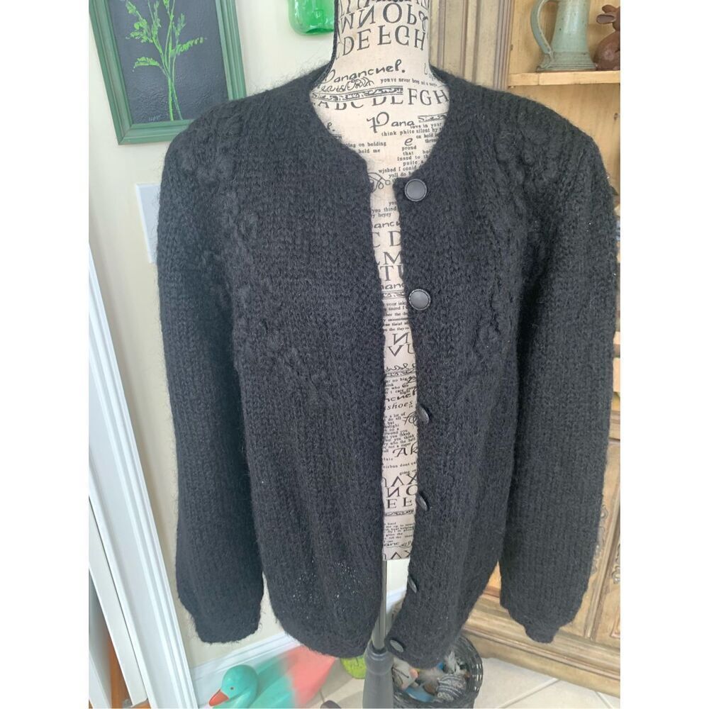 Vintage 80s Mohair Black Cardigan
